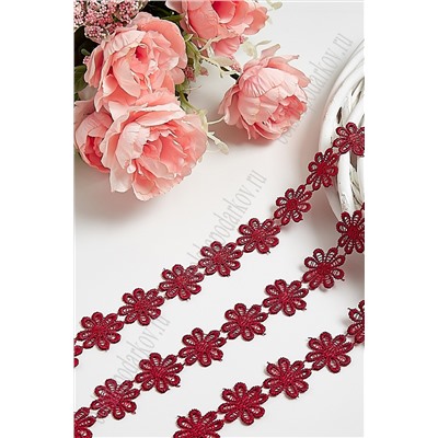 Тесьма "Цветок " 2,5 см*15 ярд (SF-847) бордовый