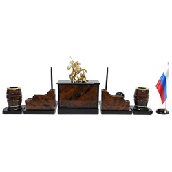 Настольный набор из обсидиана "Георгий Победоносец" 950*340*335мм