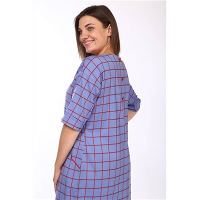 Lady Style Classic 926/11 голубой_с_красным_"Клетка", Платье