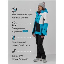Горнолыжный костюм женский зимний большого размера синего цвета 07083S
