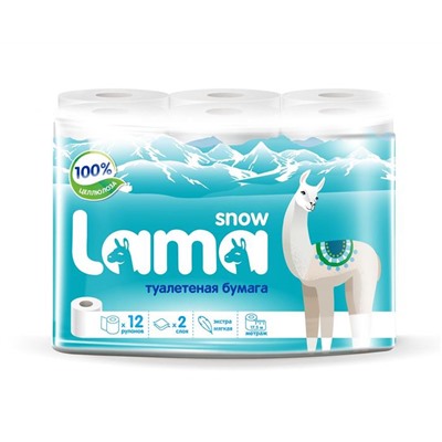 Туалетная бумага  SNOW LAMA 2 слоя  12шт. Белая