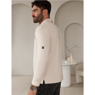 Лонгслив с воротником поло на пуговицах из премиального хлопка с эластаном