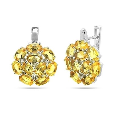 Серьги из серебра цитрин, Алира