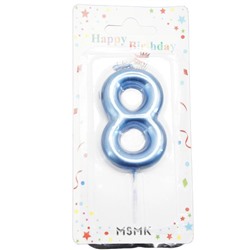 Свечи декор. для торта Зеркальные Цифры Голубая "8" 6см /блистер