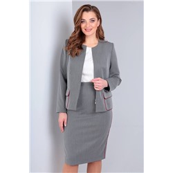 Liona Style 719Ю серый+белый, Блуза,  Юбка,  Жакет