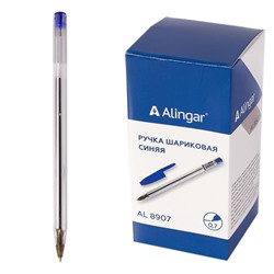 Ручка шар. син. Alingar прозр. пласт.корпус  (выпис.по 5шт.) AL8907