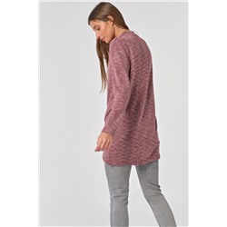 Туника трикотажная теплая с запахом бордовая