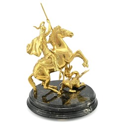 Георгий победоносец из бронзы на подставке из лабрадорита 190*190*260мм