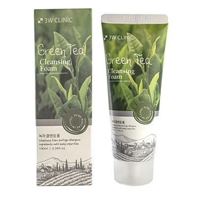 3W CLINIC Пенка д/умывания с экстр.зел.чая  Green tea Cliansing Foam 100мл АКЦИЯ! СКИДКА 50%