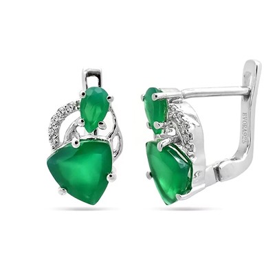 Серьги из серебра зеленый агат, Аксиома