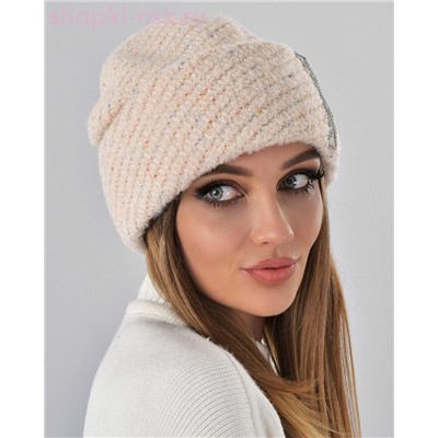 Отворот мохер мульти полоска термо Шапка флис (56-58)