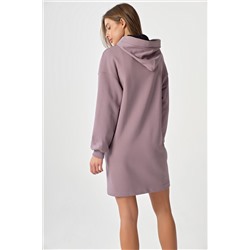 Платье спортивное с капюшоном из футера с начесом лаванда
