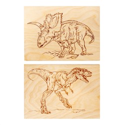 Доски с рисунком для выжигания «Трицератопс и Тираннозавр» (2 штуки)