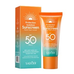 (ЗАМЯТА КОРОБКА) Солнцезащитный водоустойчивый крем для лица и тела SPF 50 Sadoer Sunscreen , 50 мл.