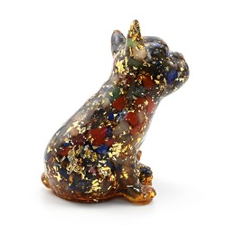 Собака из смолы с галтовкой самоцветов 65*45*75мм