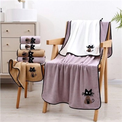 Полотенце из микрофибры с декором "Гламурная кошка" 50*90 см.