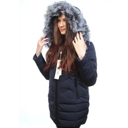 D16-276 Пальто зимнее женское (холлофайбер, натуральный мех чернобурки) размер L - 46 российский