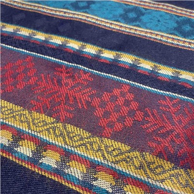 PASHMINA SHAWLS, Тёплый индийский палантин В КРАСНУЮ СНЕЖИНКУ, цвет ТЕМНО-СИНИЙ (размер 200 см. х 90 см.), 1 шт.