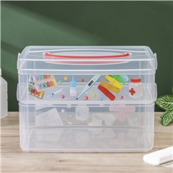 Контейнер универсальный Multi box, 2 секции, с ручкой и декором, рисунок МИКС