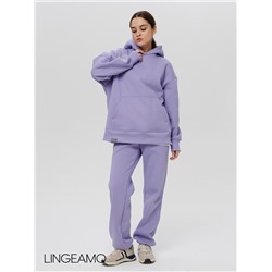 Женский худи оверсайз из футера с начесом Lingeamo сиреневый ВК-24 (32)