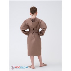 Детский вафельный халат с капюшоном коричневый В-07 (21)