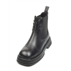 CXR129-2P BLACK Ботинки демисезонные женские (натуральная кожа, байка) размер