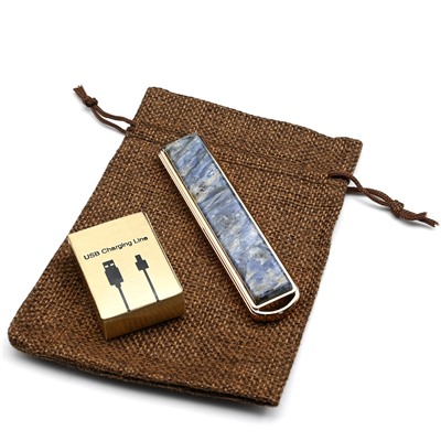 Сувенирная зажигалка USB с накладкой из кианита