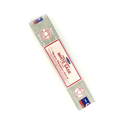 Nag Champa WHITE SAGE Incense, Satya (Благовония НАГ ЧАМПА БЕЛЫЙ ШАЛФЕЙ, Сатья), 15 г.