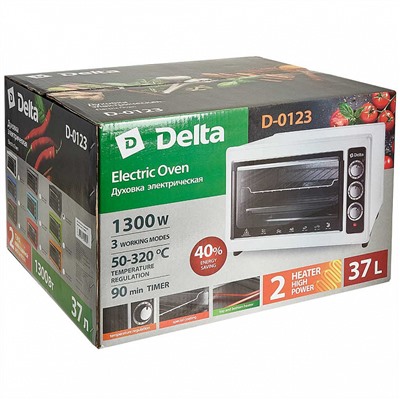 Духовка электрическая 1300 Вт 37 л DELTA D-0123 белая