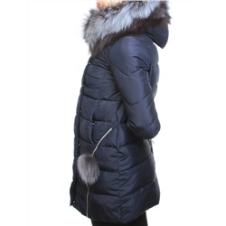 029 Пальто зимнее женское (холлофайбер, натуральный мех чернобурки) размер 42