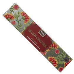 SEVEN CHAKRA Premium Masala Incense Sticks, Ayur Plus (СЕМЬ ЧАКР, ароматические масала палочки премиум-класса, Аюр Плюс), 18 г.