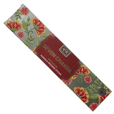 SEVEN CHAKRA Premium Masala Incense Sticks, Ayur Plus (СЕМЬ ЧАКР, ароматические масала палочки премиум-класса, Аюр Плюс), 18 г.