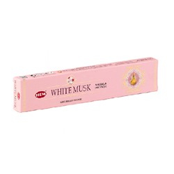 WHITE MUSK Masala Incense, Hem (БЕЛЫЙ МУСК масала благовония палочки ручной работы, Хем), уп. 15 г.