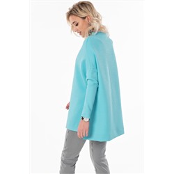 Туника трикотажная асимметричная с длинным рукавом голубая