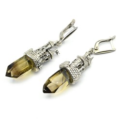 Серьги с цитрином "Замок" 13*44мм.