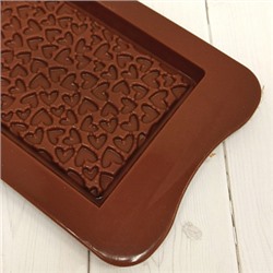 Форма силиконовая для шоколада "Шоколадная плитка сердечки" 20*10 см