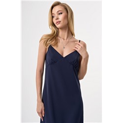 Платье-комбинация на тонких бретелях темно-синее