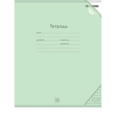 Тетрадь 12 л клетка белые листы  ПЛАСТИК.облож. Проф-Пресс (выпис.по 2шт.) 12-4960 (т)