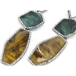 Серьги с агатом и фианитами, 25*90мм