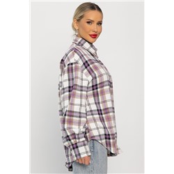 Рубашка оверсайз Дарика (бело-сиреневая) Б14253-30М