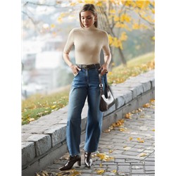 Водолазка тонкой вязки в рубчик из хлопка с нейлоном