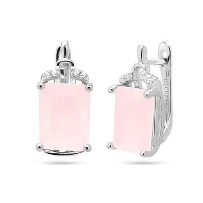 Серьги из серебра розовый кварц, МЦВ988