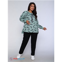 Трикотажный костюм с брюками оливковый К-62(2)