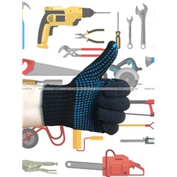 5 ПАР - Перчатки рабочие хб с ПВХ - 10 класс, 5-и нитка СТАНДАРТ ЧЕРНЫЕ