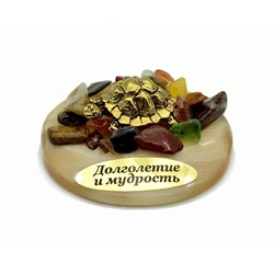 Композиция из селенита и самоцветов "Черепашка малая " 55*50*23мм