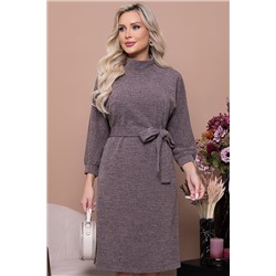 Платье трикотажное с ангорой и поясом из основной ткани