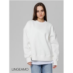 Женский свитшот оверсайз из футера с начесом Lingeamo молочный ВК-23 (131)