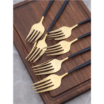 Вилка золото с черной метал. ручкой из 6-ти (100 шт)