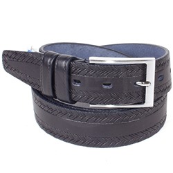 Ремень 35 мм BLACK TORTOISE взрослый 0400221304 тиснение,  синий 194851