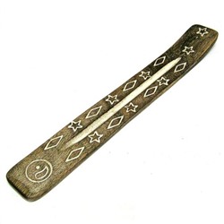 Подставка под благовония ЛЫЖА ИНЬ-ЯНЬ И ЗВЕЗДЫ (дерево, рисунок, 25,5 см.), 1 шт.